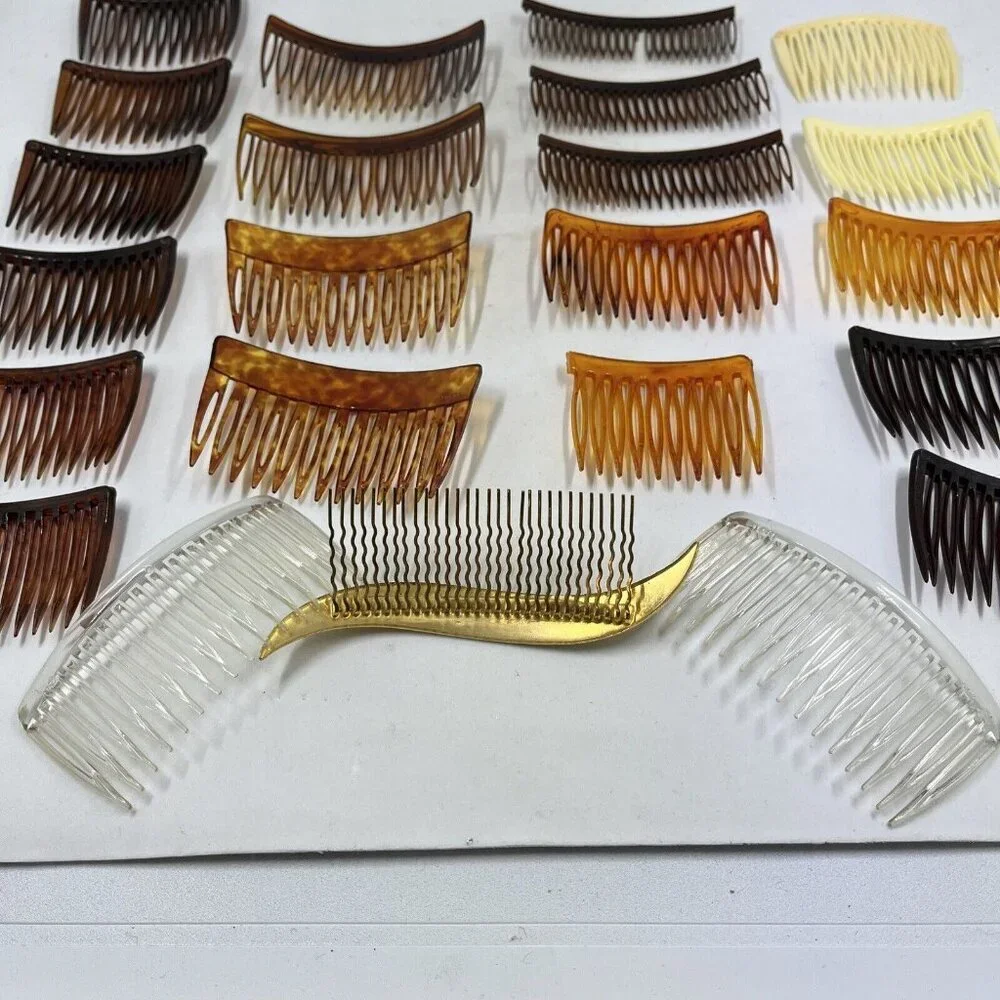 Goody Vintage Hair Combs Set Of 22 Brown‎ White Clear Tortoise 80s Grandma